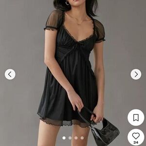 Urban Outfitters Black Sheer Sleeve Mini Dress